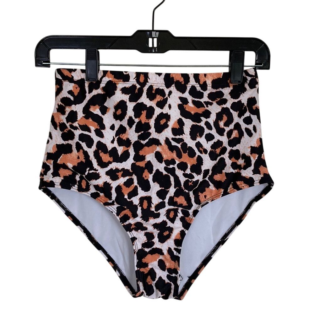 Tempt Me Womens High Waist Bathing Suit Bottom in Leopard Print Size M